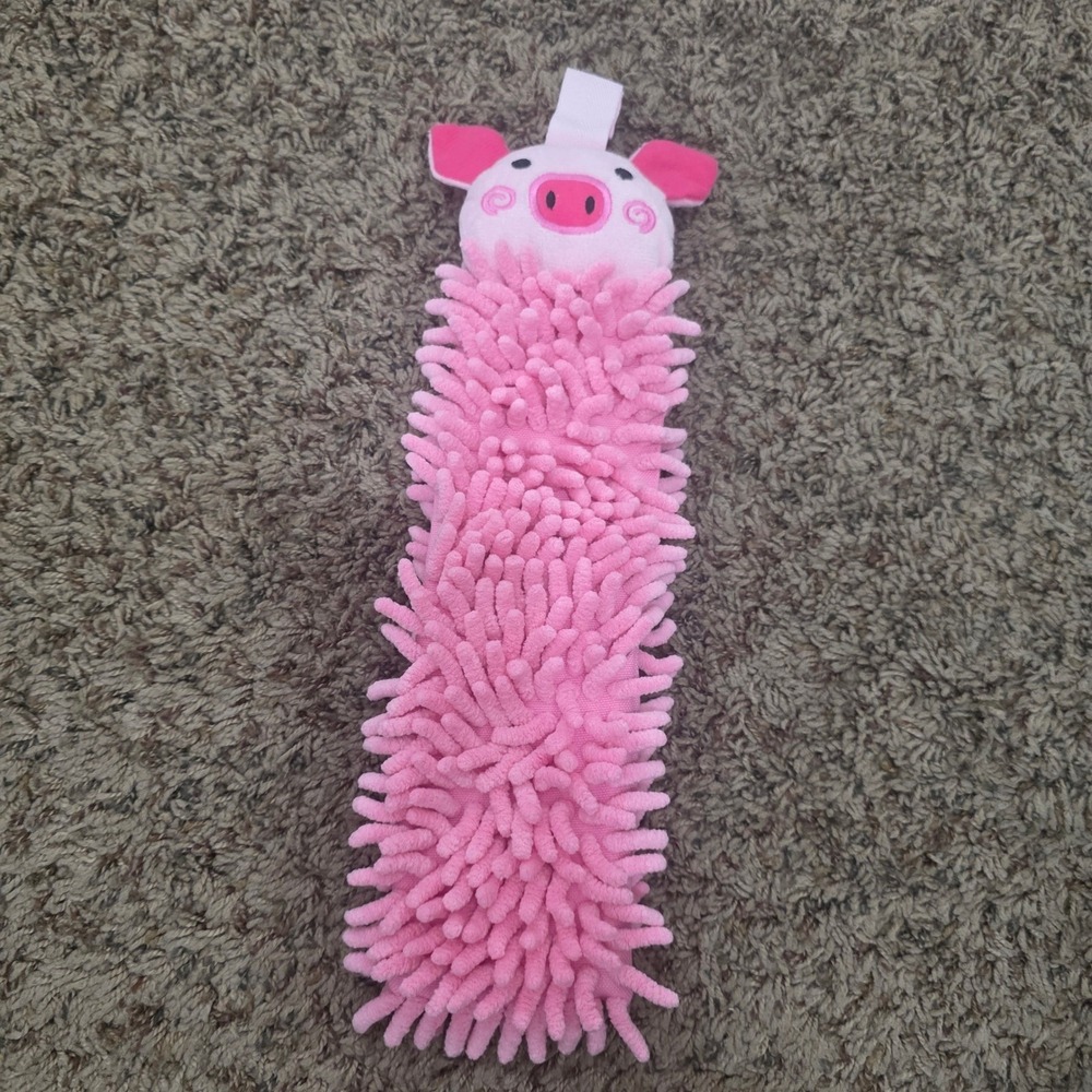 Norwex Kids Pet-To-Dry Pig Hand Towel Pink Chenille Microfiber BacLock 20901
